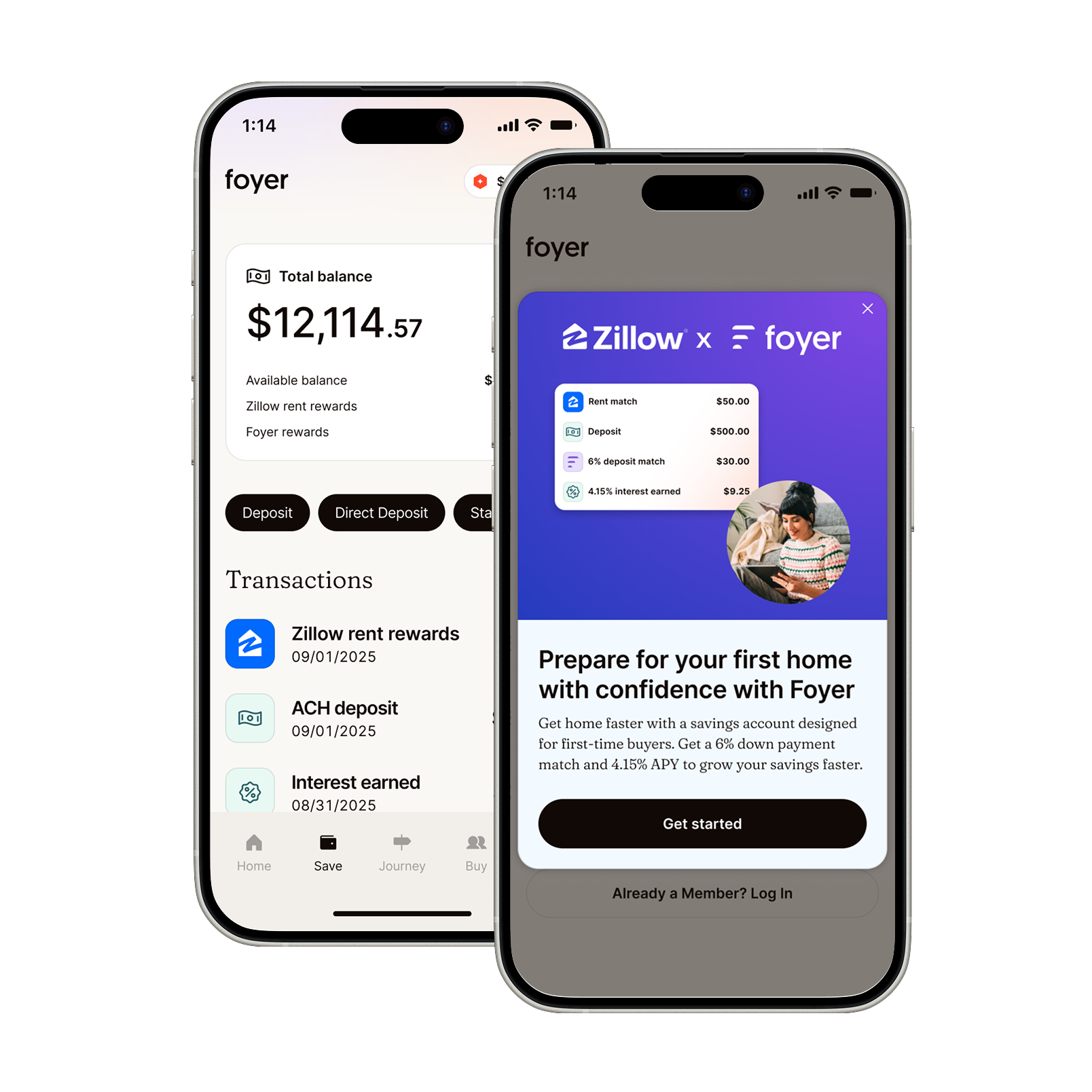 Foyer × Zillow on iPhone