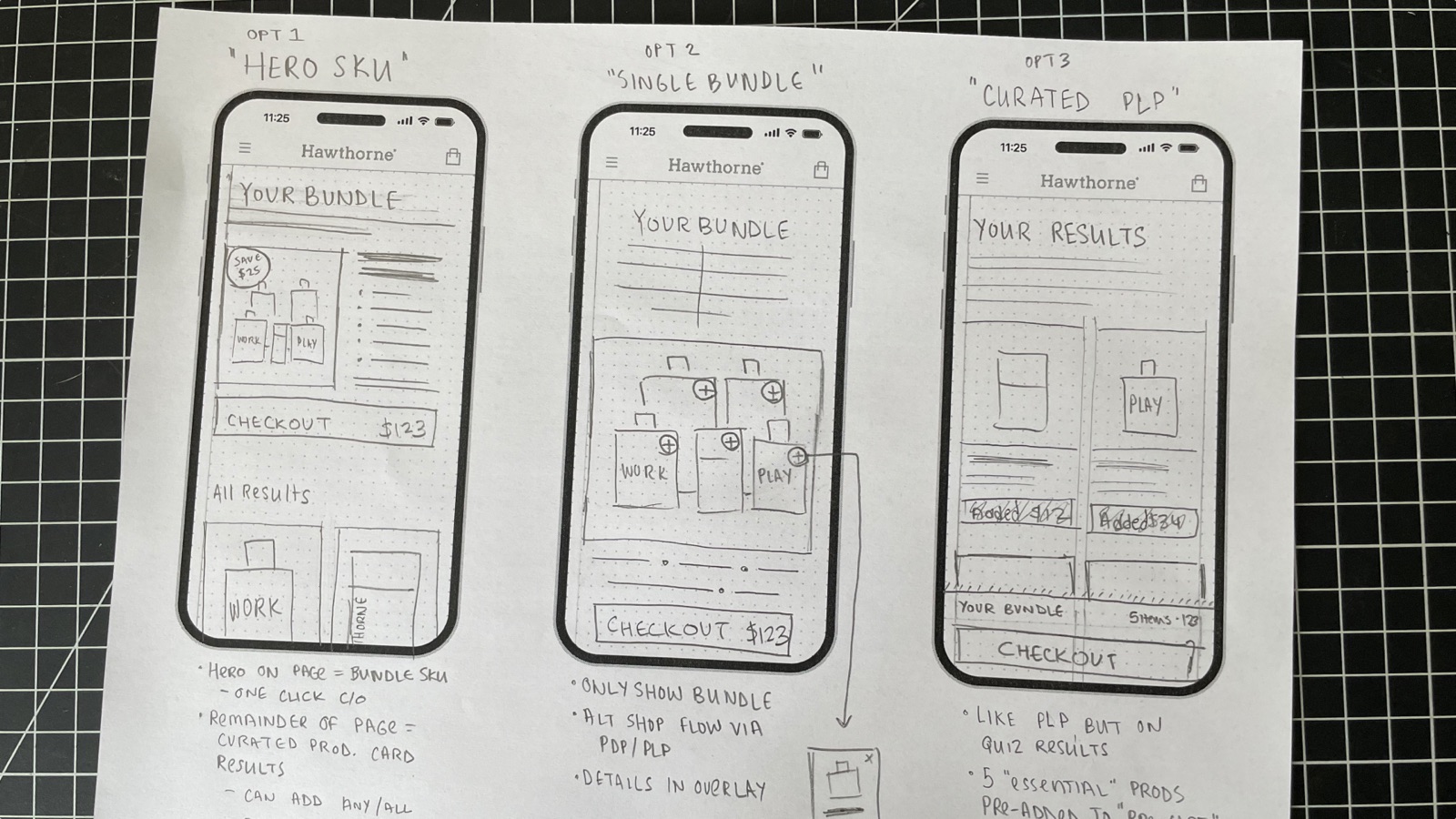 Quiz result concept sketches